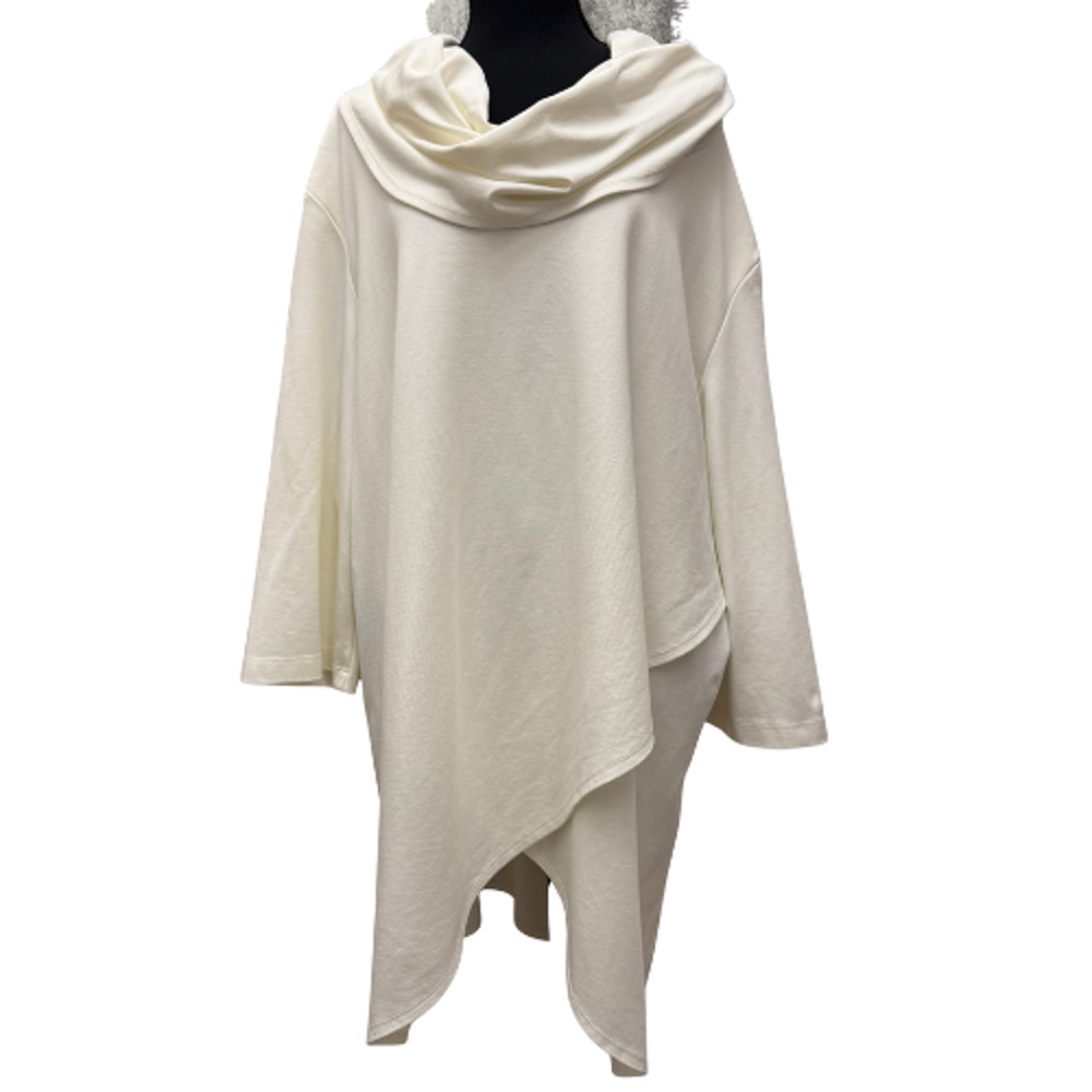 Bryn Walker Lavinia Knit Jersey Cowl Neck 3/4 Sleeve Crossover Hem Tunic Size 3X